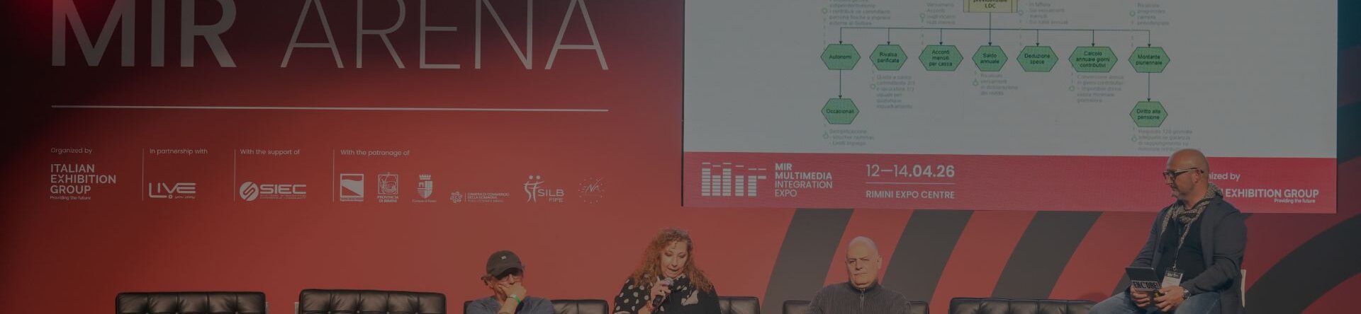 Panel su welfare e sistema pensionistico dei lavoratori dello spettacolo alla MIR Arena durante MIR26